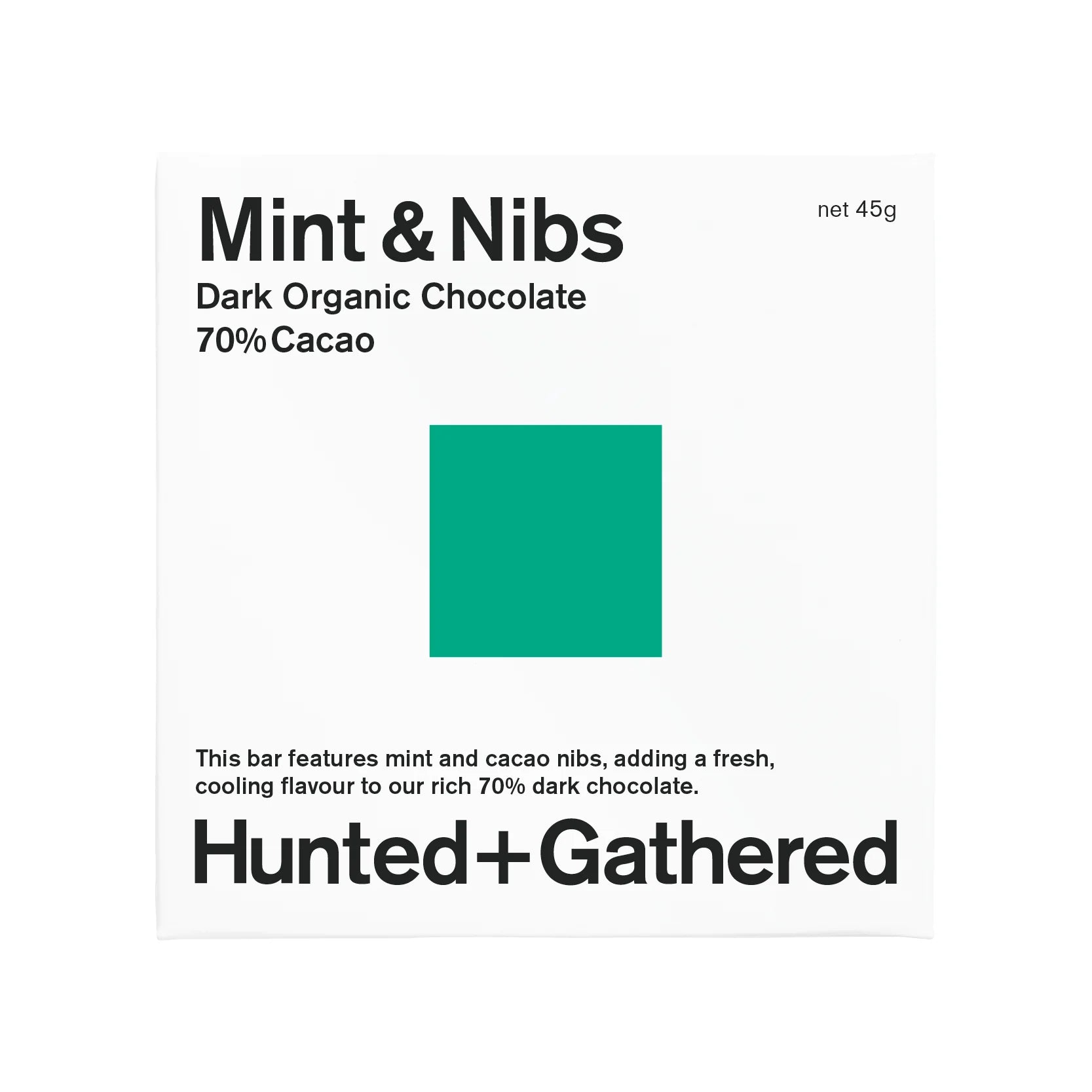 Hunted+Gathered - Mint & Nibs 70% Chocolate 45g