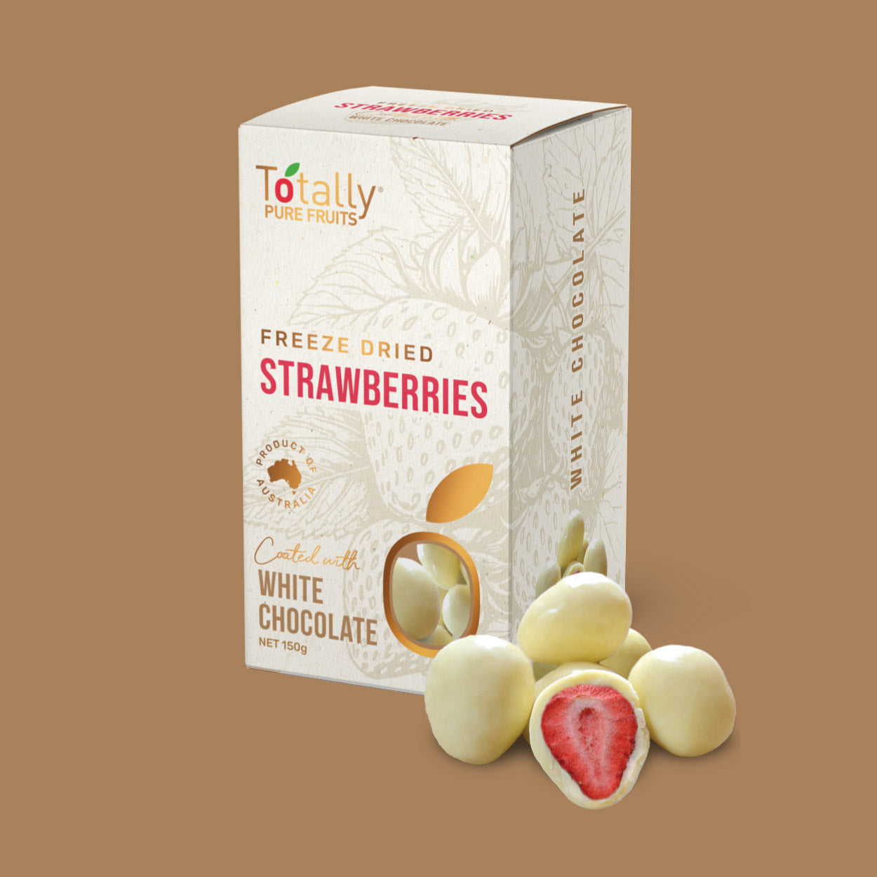 Totally Pure Fruit - Freeze Dried Strawberries White Chocolate 150g