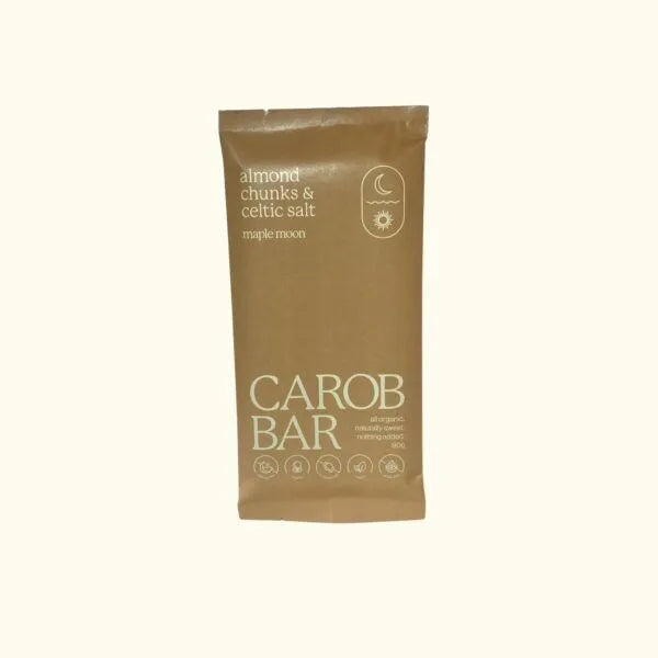 Maple Moon - Carob Bar Almond Chunks And Rock Salt 90g