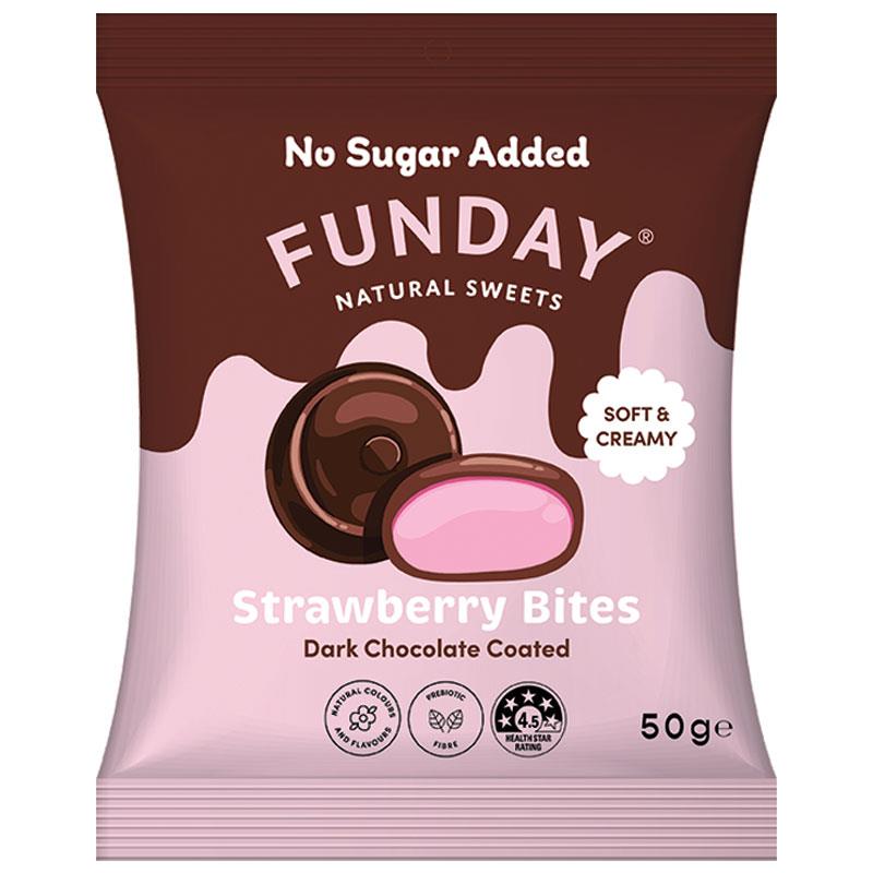 Funday - Funday Dark Chocolate Strawberry Bites 50g
