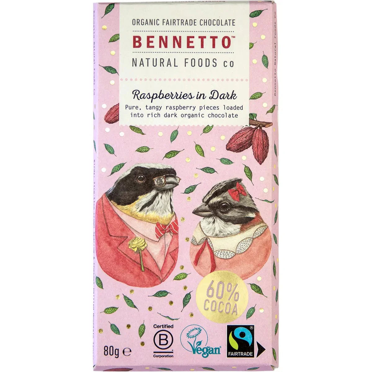 Bennetto - Raspberries In Dark Chocolate 80g
