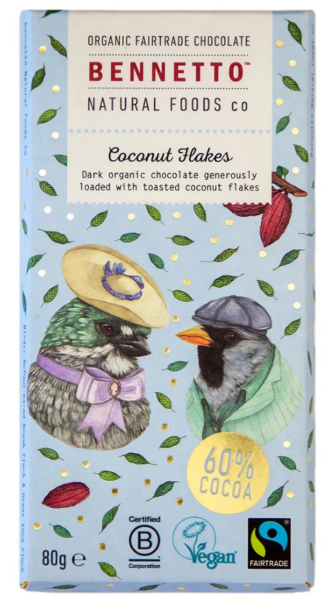 Bennetto Natural Foods - Coconut Flakes Chocolate 80g