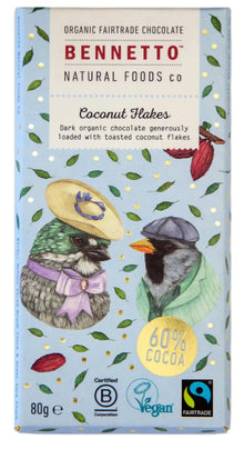 Bennetto Natural Foods - Coconut Flakes Chocolate 80g