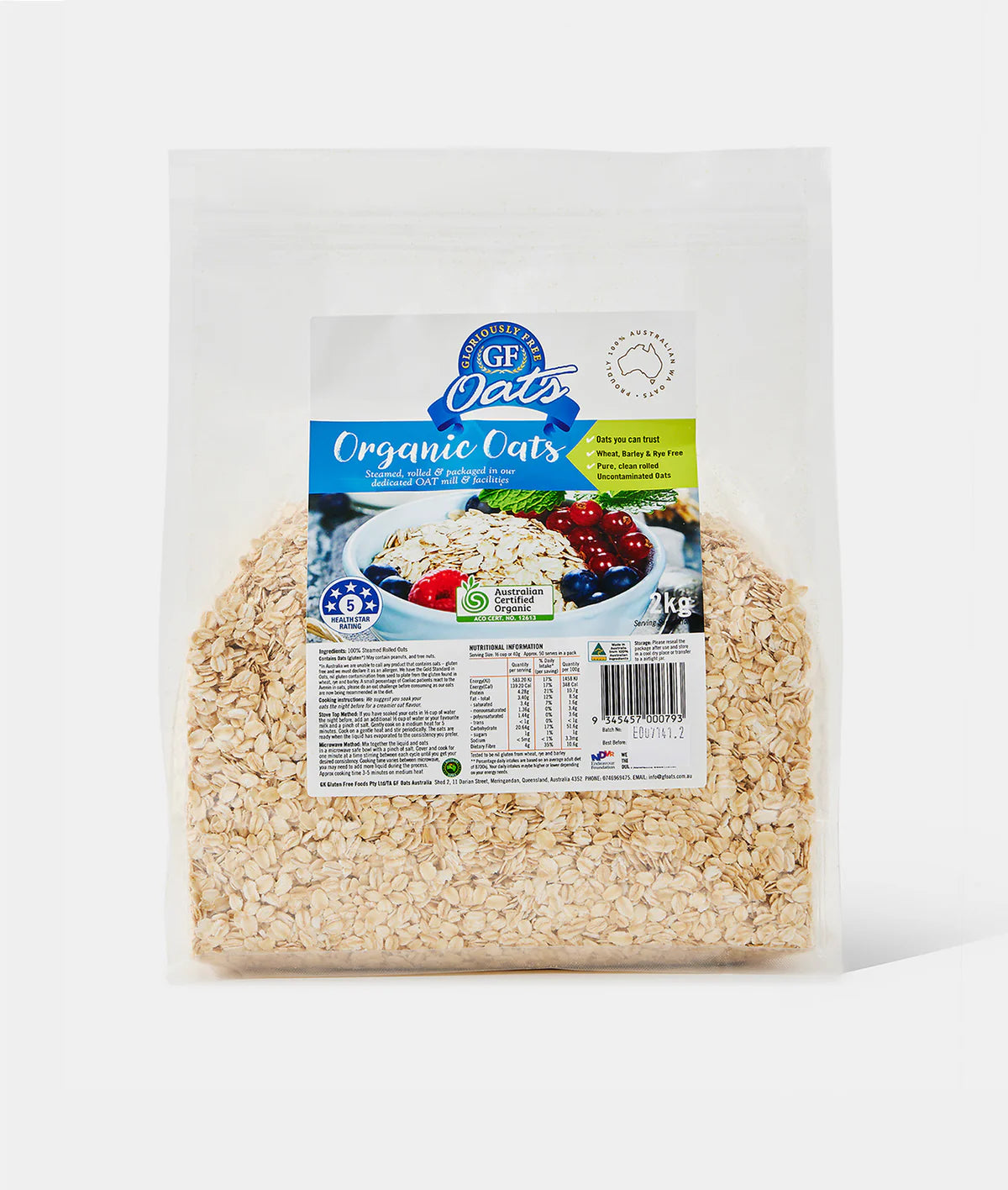 Gloriously Free - Organic Oats 2kg