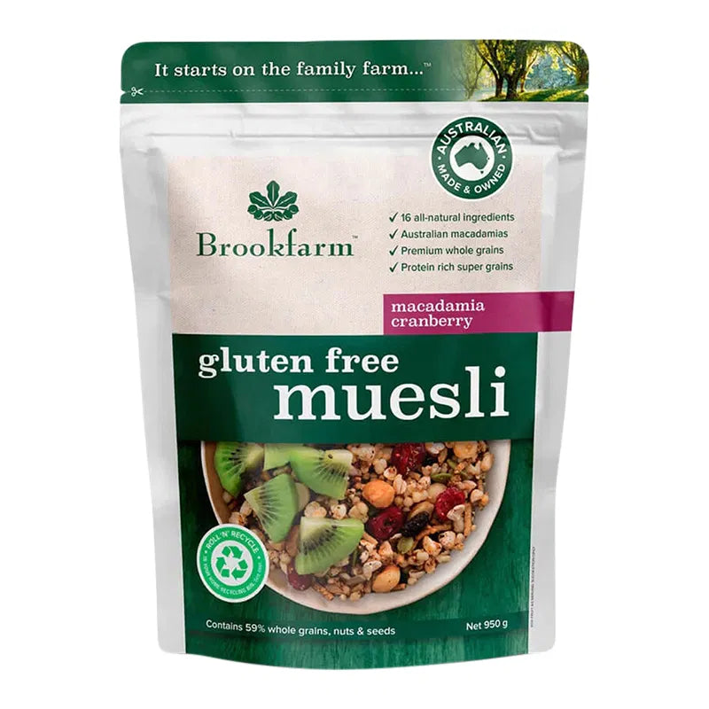 Brookfarm - Gluten Free Muesli Macadami Cranberry 950g