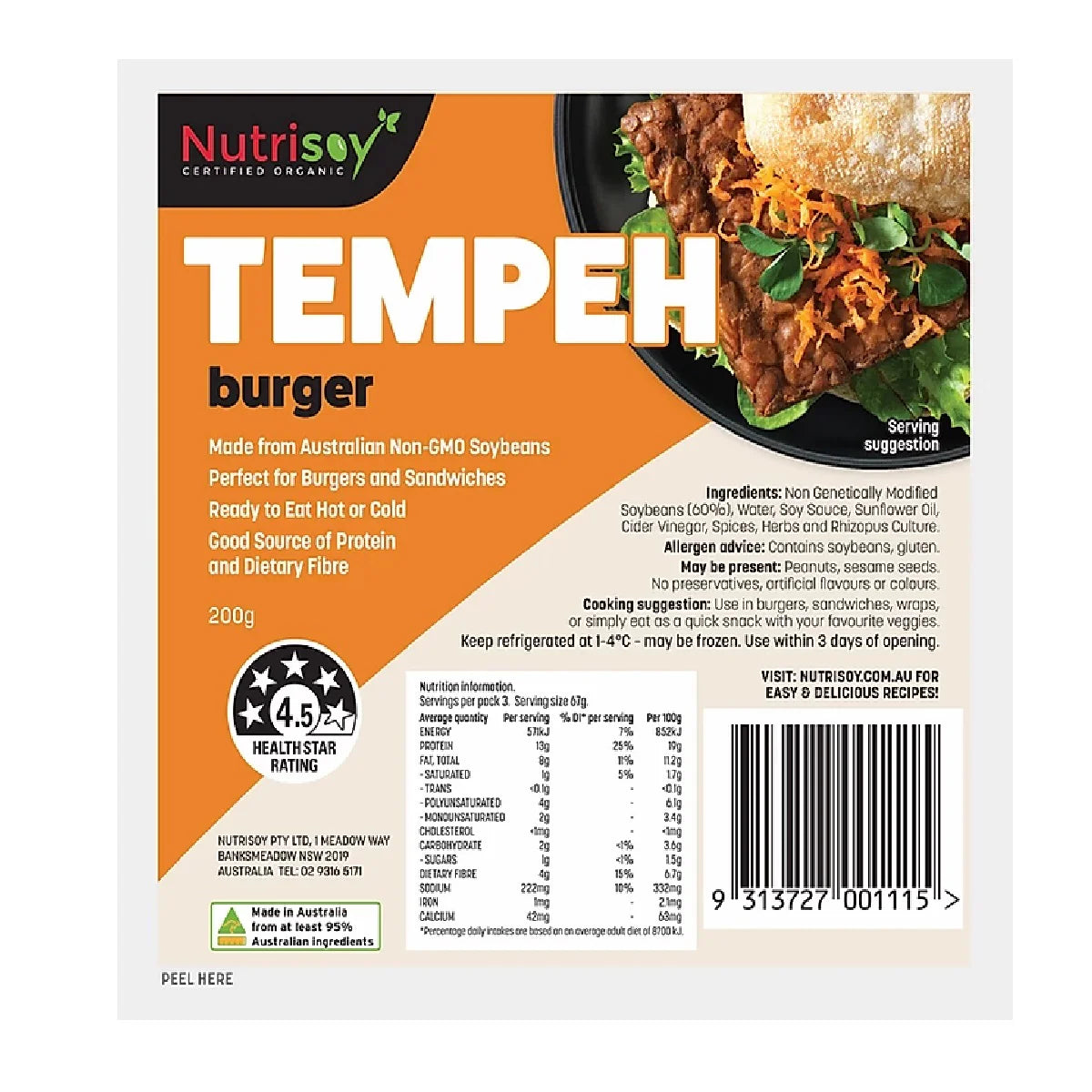 Nutri - Tempeh Burger (3) 200g