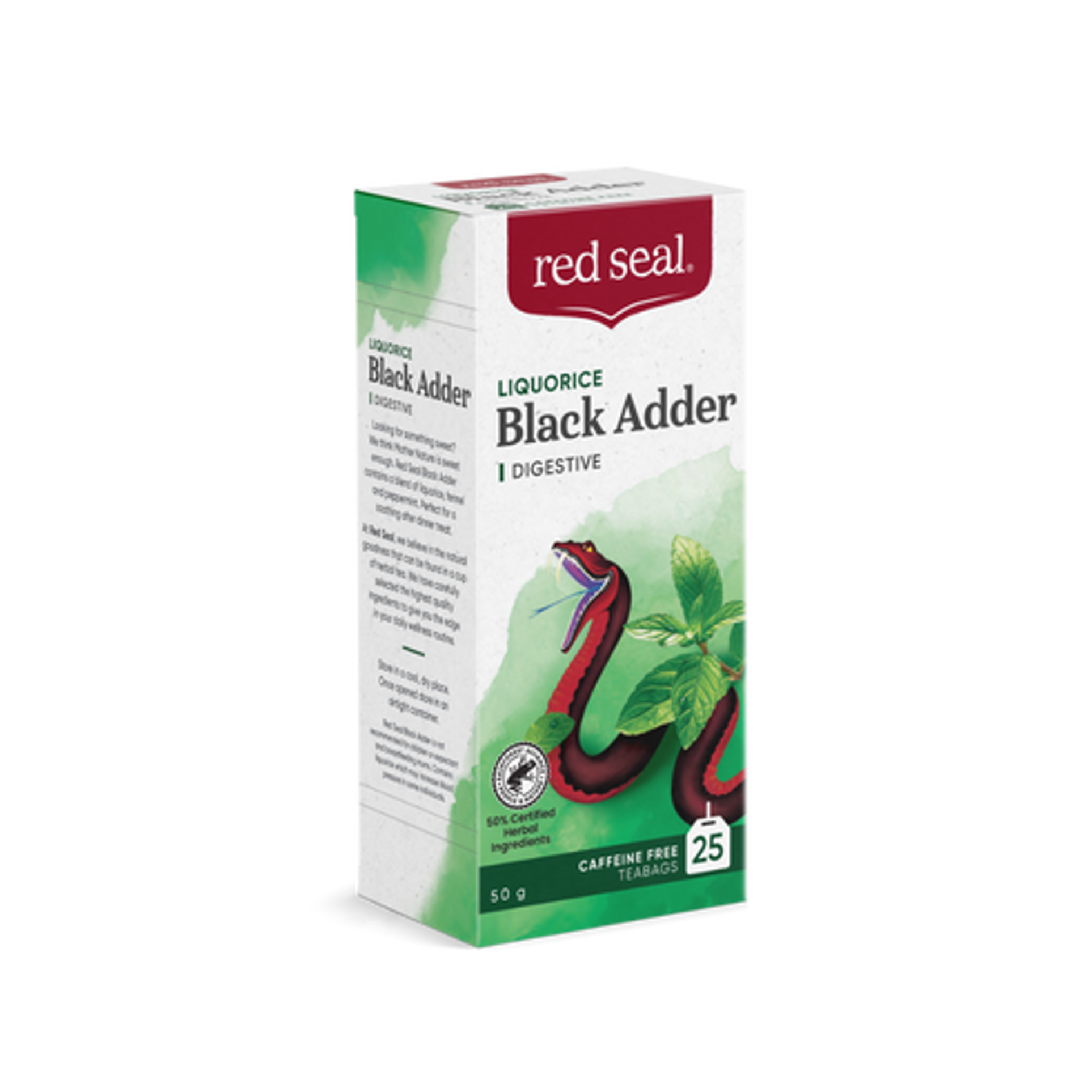 Red Seal - Black Adder Licorice Tea 25 Teabags Rainforest Alli