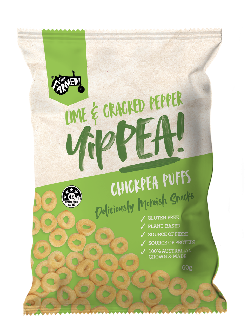 Get Farmed - Yippea Chickpea Puff Lime & Cracked Pepper 60g