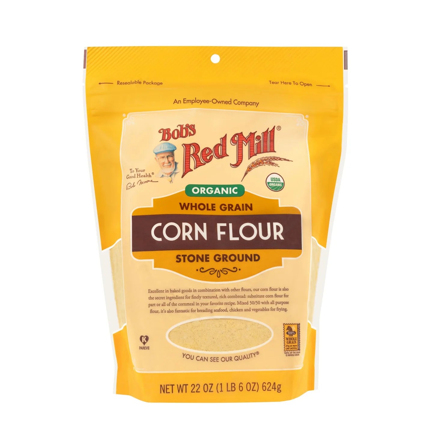 Bobs Red Mill - Organic Wholegrain Corn Flour Stone Ground 624g