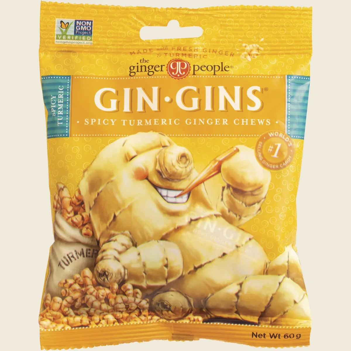 The Ginger People - Gin Gins Ginger Chewy Spicy Turmeric 60g