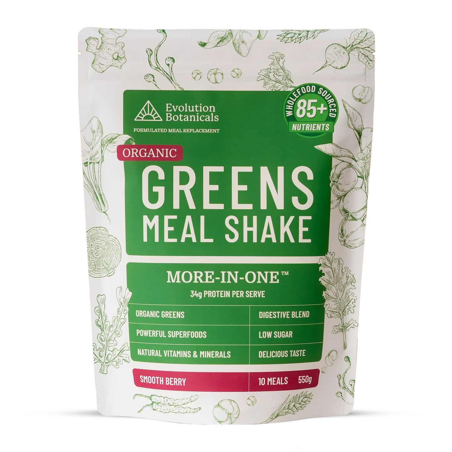 Evolution Botanicals - Organic Greens Protein Meal Berry 550g