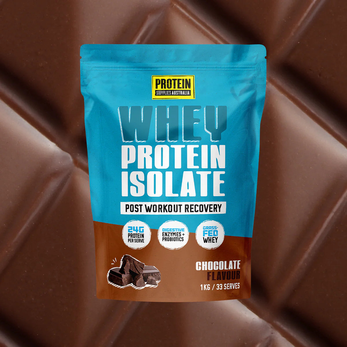 Protein Supplies Australia - Whey Protein Isolate Chocolate 1kg 1000g