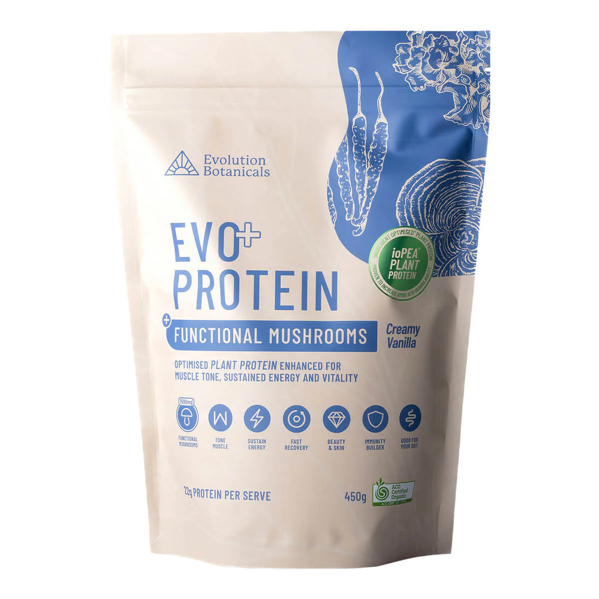 Evolution Botanicals - Evo+ Protein Creamy Vanilla Mushrooms 450g