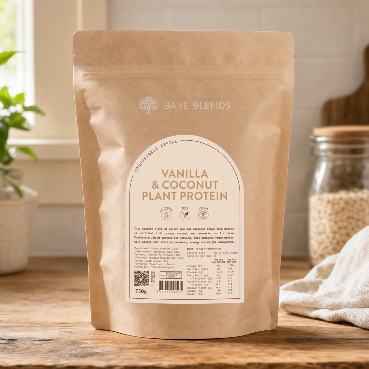 Bare Blends - Vanilla and Coconut Plant Protein 750g