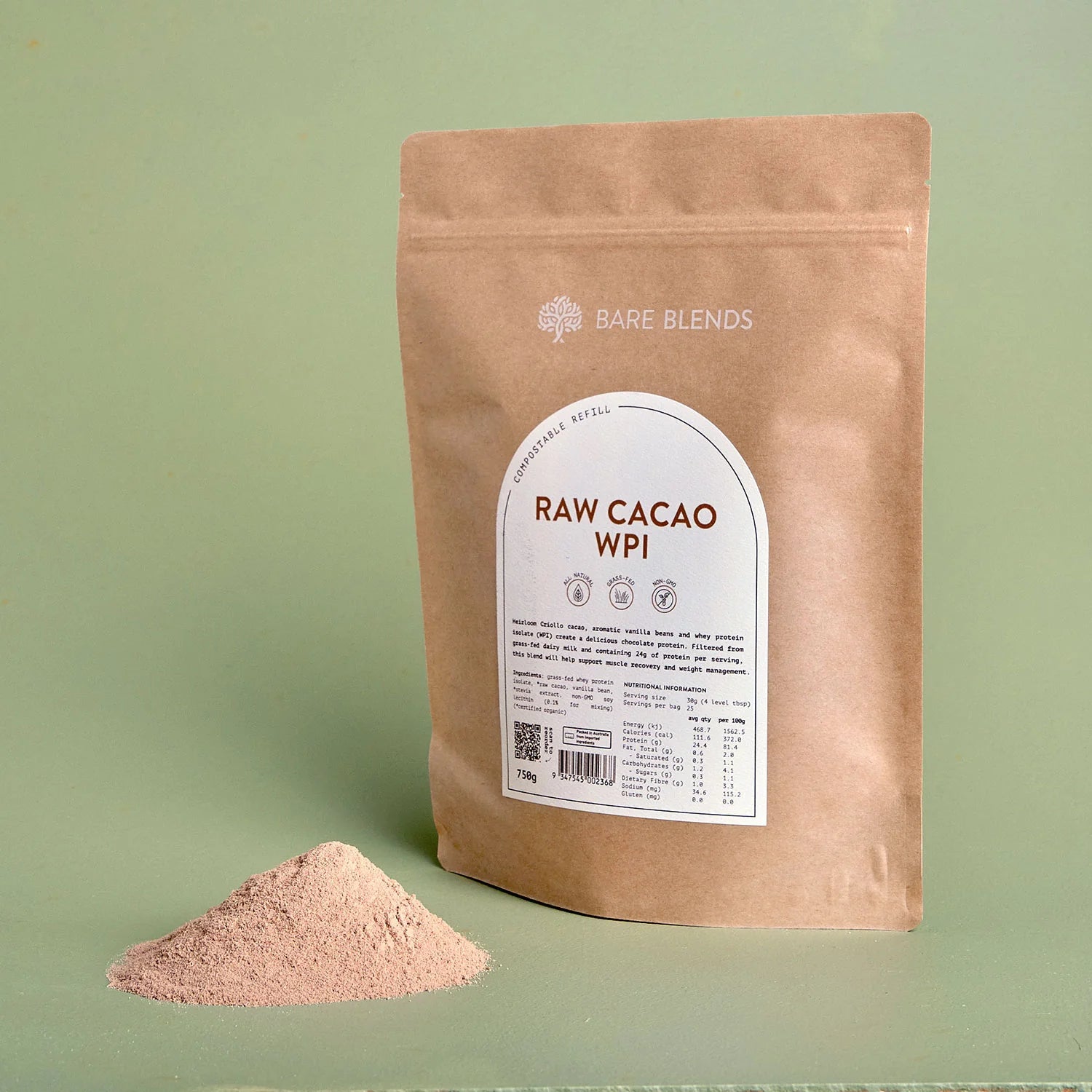 Bare Blends - Raw Cacao Wpi 750g
