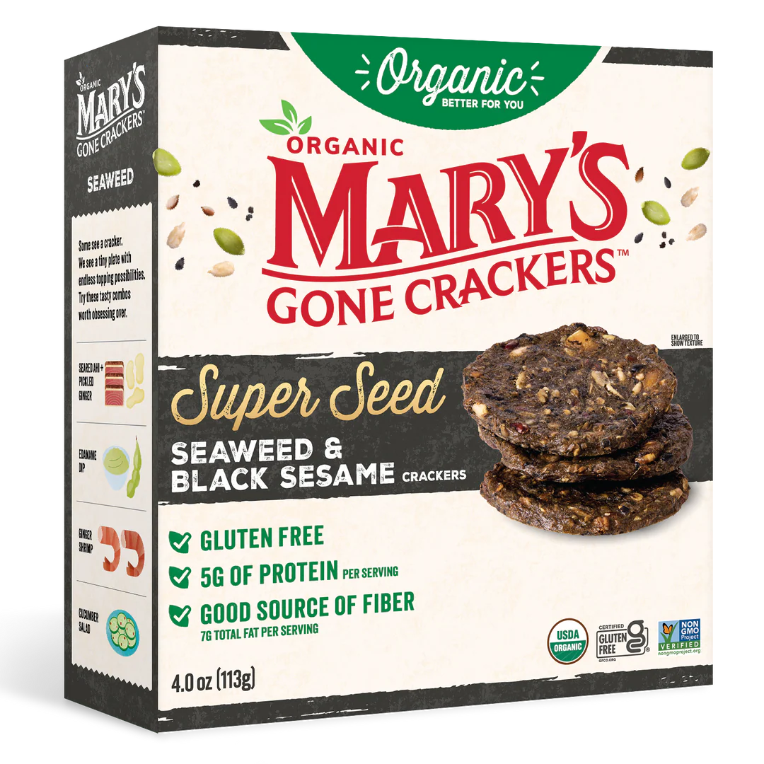 Mary's Gone Crackers - Super Seed Seaweed & Black Sesame 113g